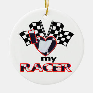 I Love (Heart) My Racer Ceramic Tree Decoration