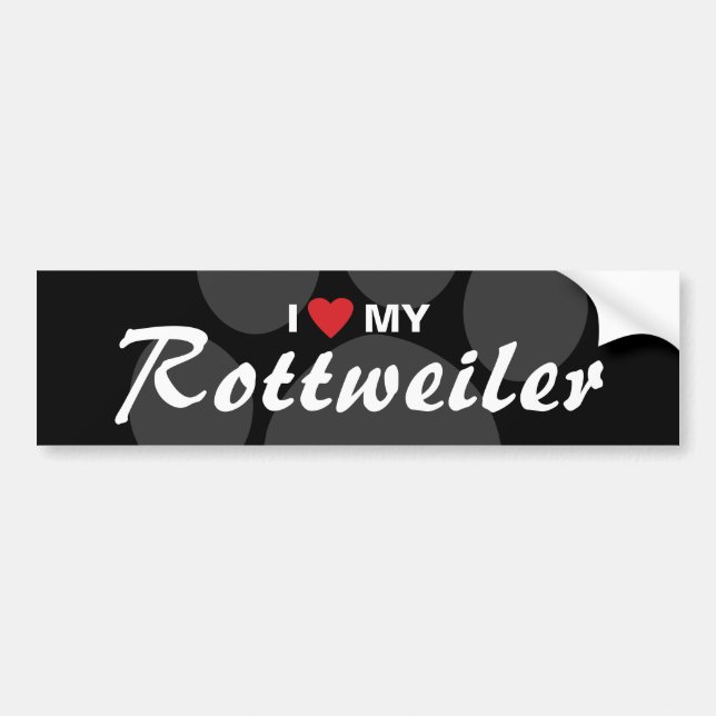 I Love (Heart) My Rottweiler (Rottie) Breed Bumper Sticker (Front)
