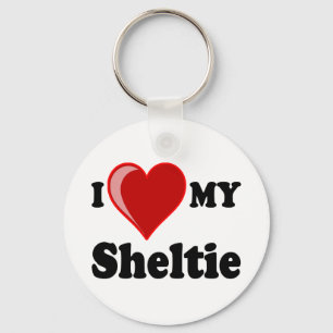 I Love (Heart) My Sheltie Dog Key Ring