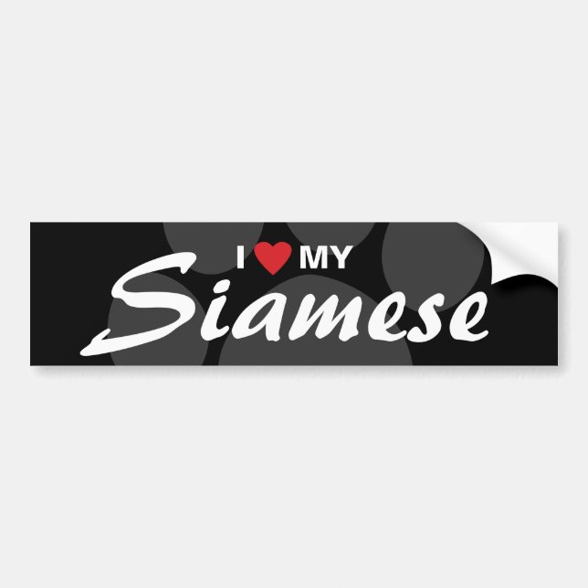 I Love (Heart) My Siamese Bumper Sticker (Front)