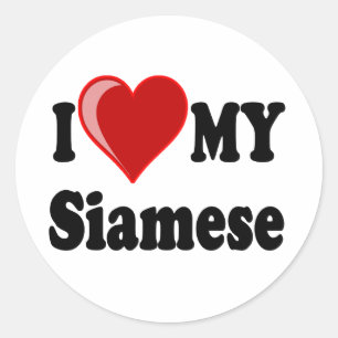 I Love (Heart) My Siamese Cat Classic Round Sticker