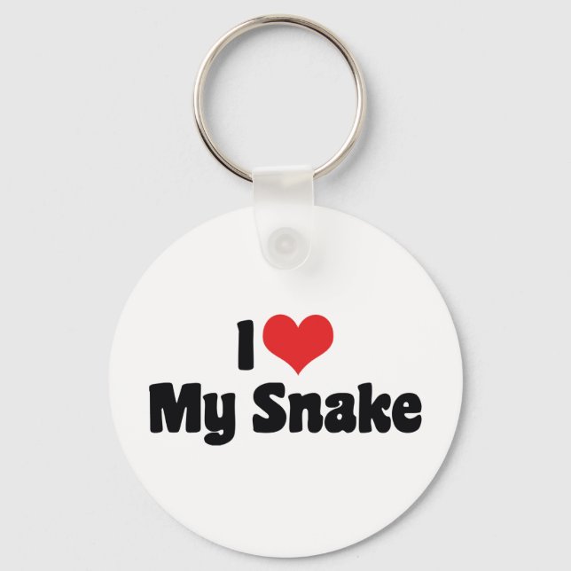 I Love Heart My Snake - Snake Lover Key Ring (Front)