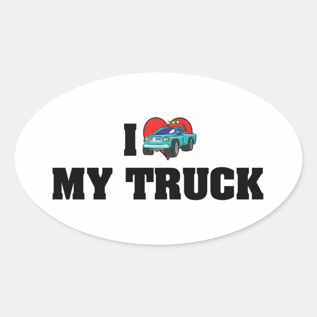 I Love Heart My Truck - Truck Lover Oval Sticker (Front)