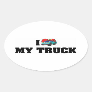 I Love Heart My Truck - Truck Lover Oval Sticker