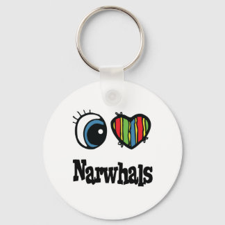 I Love (Heart) Narwhals Key Ring