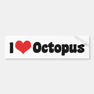 I Love Heart Octopus Bumper Sticker