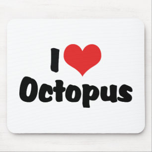 I Love Heart Octopus Mouse Mat