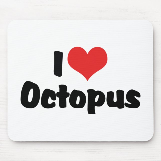 I Love Heart Octopus Mouse Mat (Front)