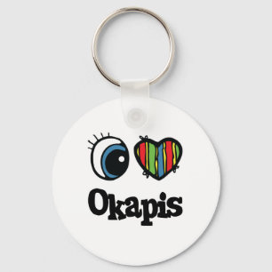 I Love (Heart) Okapis Key Ring