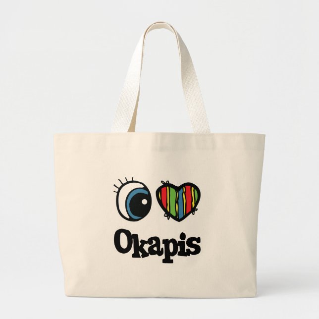 I Love (Heart) Okapis Large Tote Bag (Front)