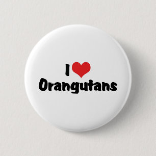 I Love Heart Orangutans 6 Cm Round Badge