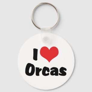 I Love Heart Orcas - Killer Whale Lover Key Ring