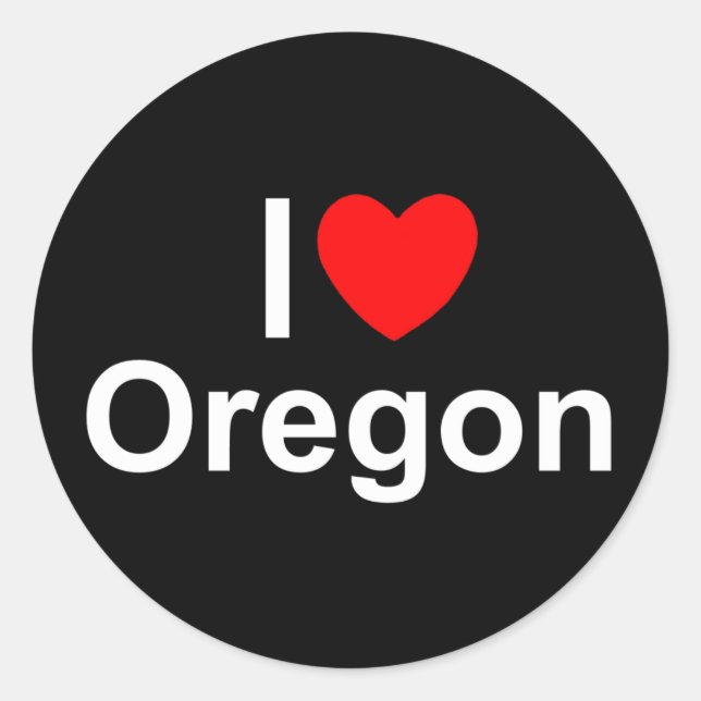 I Love (Heart) Oregon Classic Round Sticker (Front)
