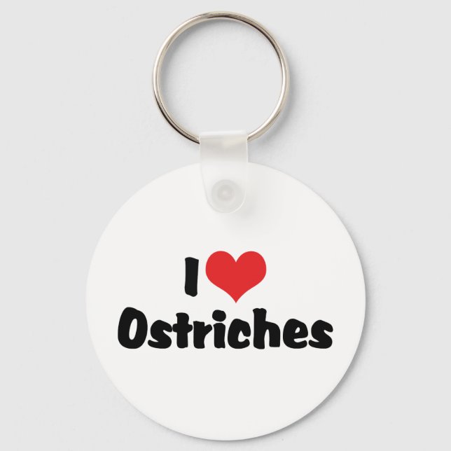 I Love Heart Ostriches - Ostrich Lover Key Ring (Front)