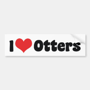 I Love Heart Otters Bumper Sticker
