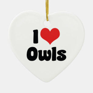 I Love Heart Owls - Owl Lover Ceramic Tree Decoration