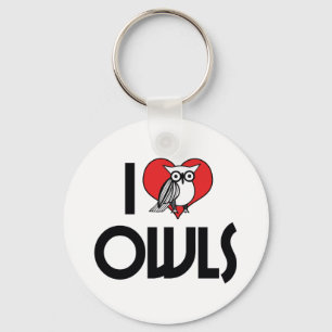 I Love Heart Owls - Owl Lover Key Ring