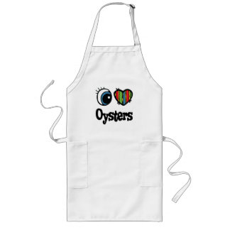 I Love (Heart) Oysters Long Apron