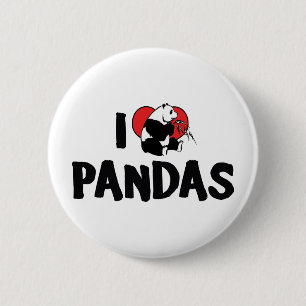 I Love Heart Pandas - Panda Lover 6 Cm Round Badge