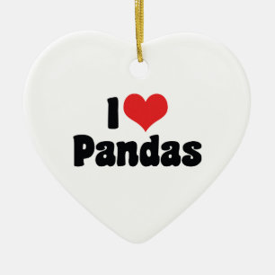I Love Heart Pandas - Panda Lover Ceramic Tree Decoration