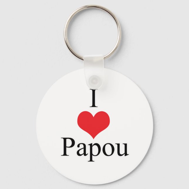 I Love (Heart) Papou Key Ring (Front)