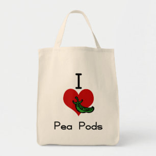 I love-heart pea pod tote bag