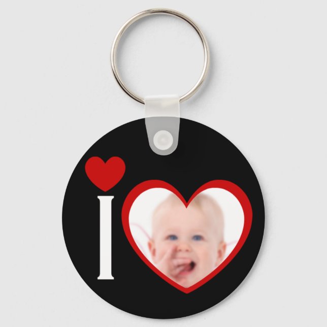 I Love Heart Photo Key Chain (Front)