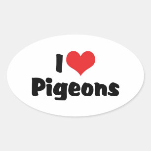 I Love Heart Pigeons - Bird Lover Oval Sticker