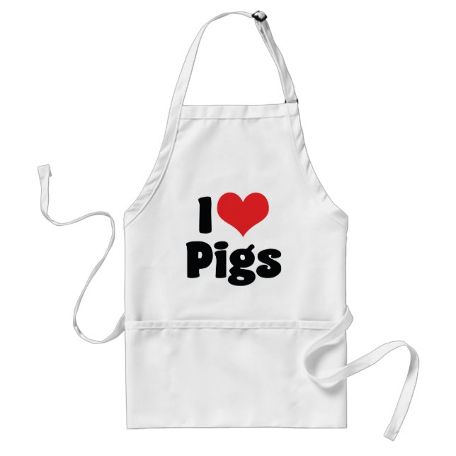 I Love Heart Pigs Standard Apron (Front)