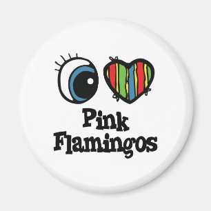 I Love (Heart) Pink Flamingos Magnet