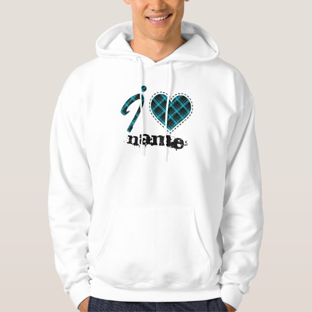 I love... Heart, plaid Hoodie (Front)