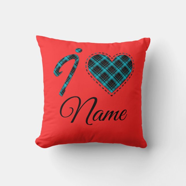 I love... Heart, plaid Throw Pillow (Front)