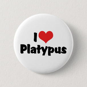 I Love Heart Platypus 6 Cm Round Badge
