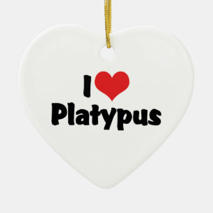 I Love Heart Platypus Ceramic Tree Decoration