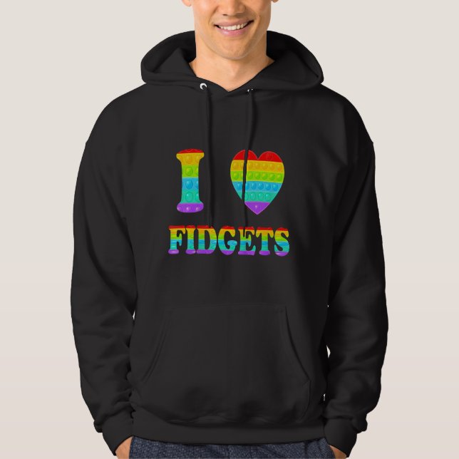 I Love Heart Pop It Rainbow Fidget Game Board Hoodie (Front)