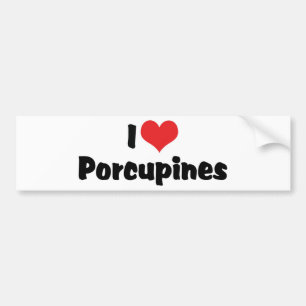 I Love Heart Porcupines Bumper Sticker