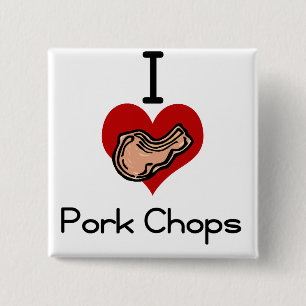 I love-heart pork chop 15 cm square badge