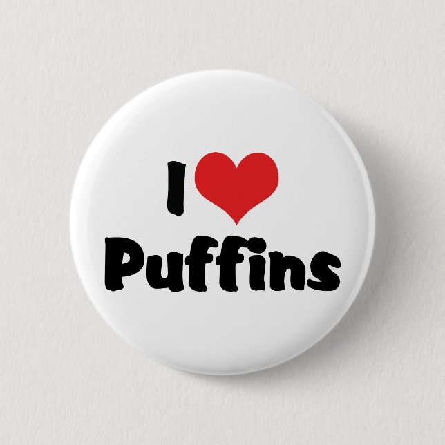 I Love Heart Puffins 6 Cm Round Badge (Front)