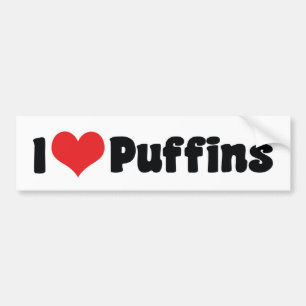 I Love Heart Puffins Bumper Sticker