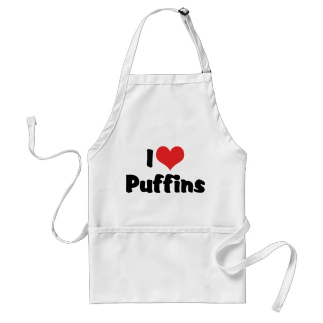 I Love Heart Puffins Standard Apron (Front)