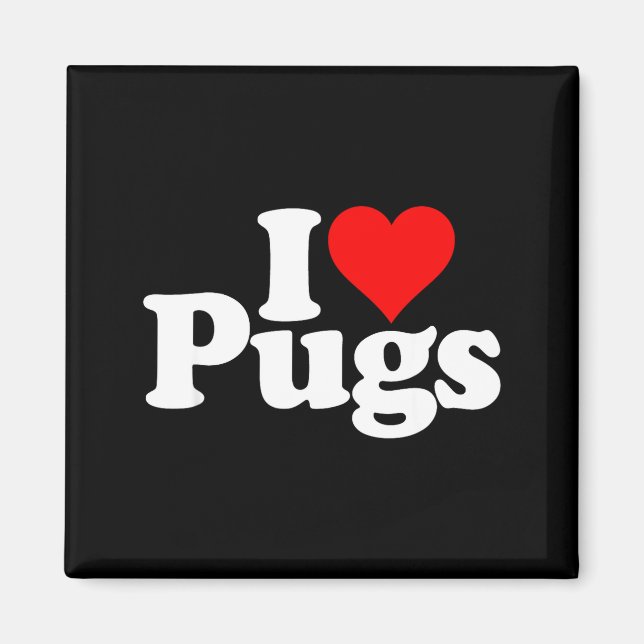 I Love Heart Pugs Pug Dog Canine  Magnet (Front)