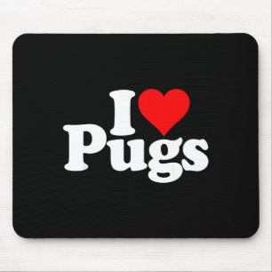 I Love Heart Pugs Pug Dog Canine  Mouse Mat