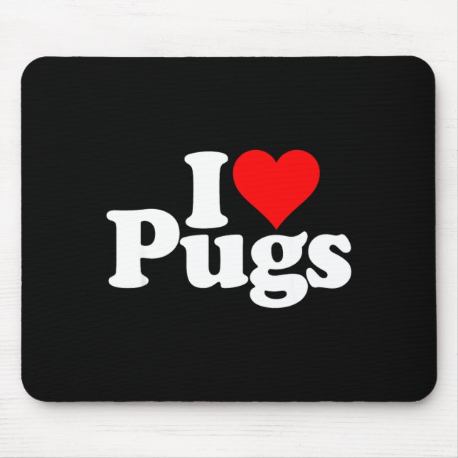 I Love Heart Pugs Pug Dog Canine  Mouse Mat (Front)