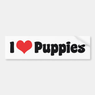 I Love Heart Puppies - Dog Lover Bumper Sticker