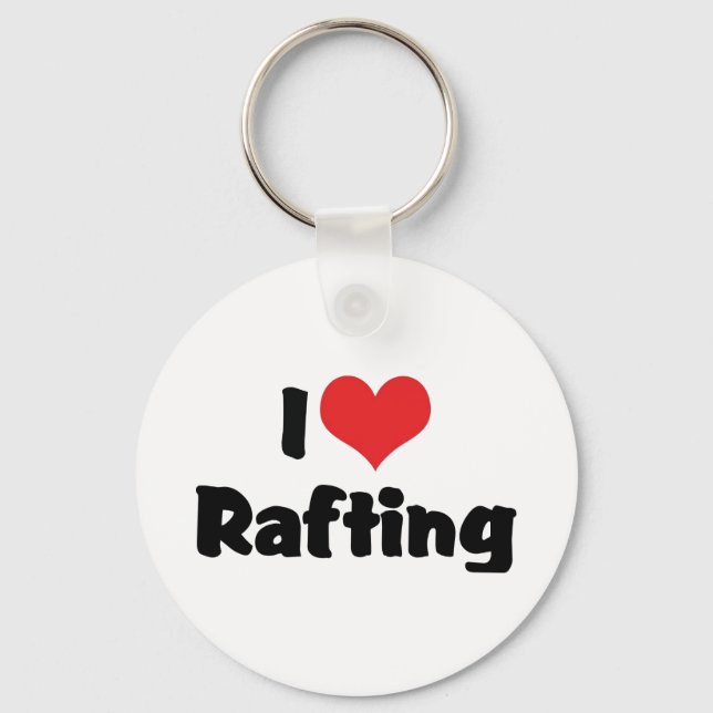 I Love Heart Rafting - White Water Raft Lover Key Ring (Front)