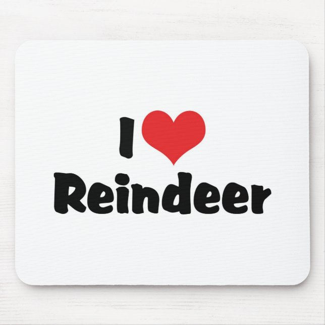 I Love Heart Reindeer Mouse Mat (Front)