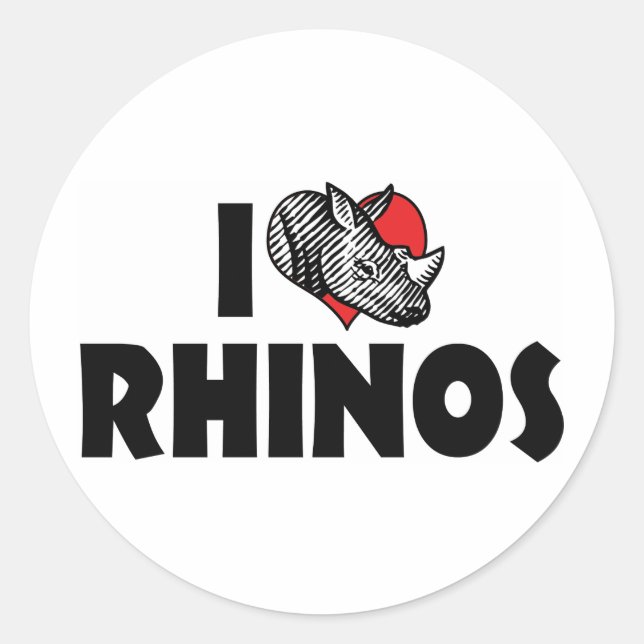 I Love Heart Rhinos - Rhinoceros Lover Classic Round Sticker (Front)