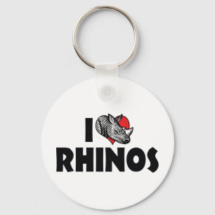 I Love Heart Rhinos - Rhinoceros Lover Key Ring