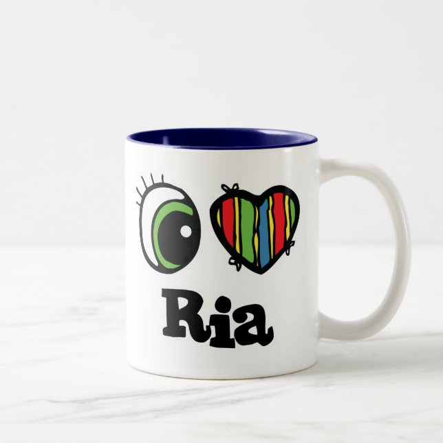 I Love (Heart) Ria Two-Tone Coffee Mug (Right)