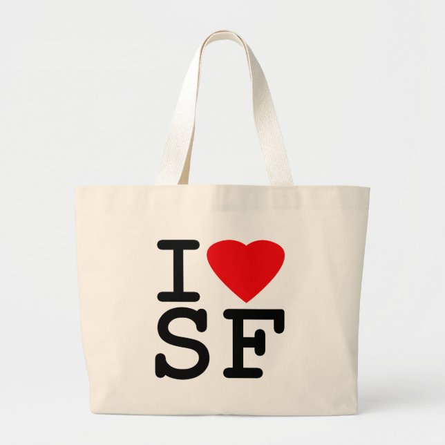 I Love Heart San Francisco Large Tote Bag (Front)